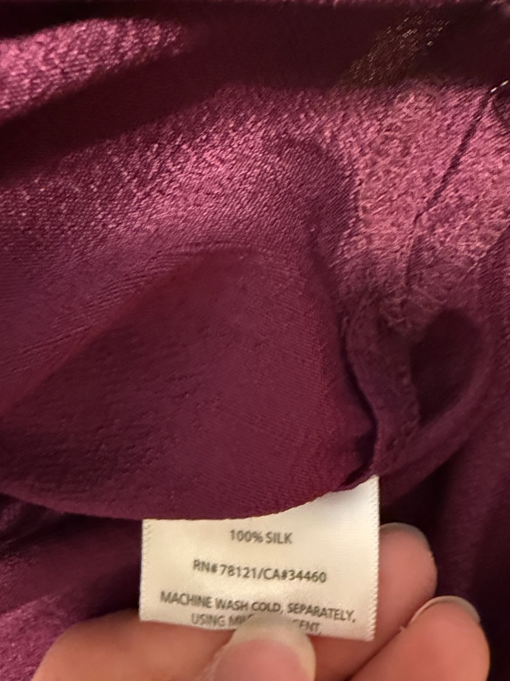 Eileen Fisher Silk Dupioni Mandarin Collar Top | Size XS | Magenta/Plum - Picture 5 of 7